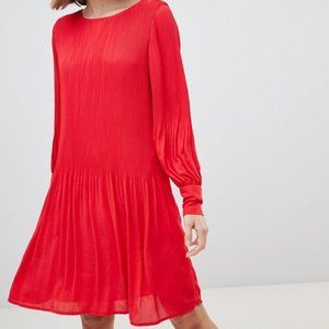 long sleeve plisse smock mini cocktail dress 38 6